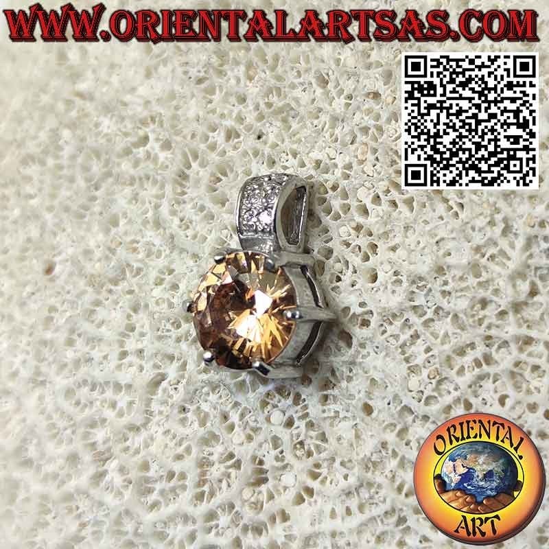 Pendentif en argent avec zircon ovale rose français avec crochet allongé