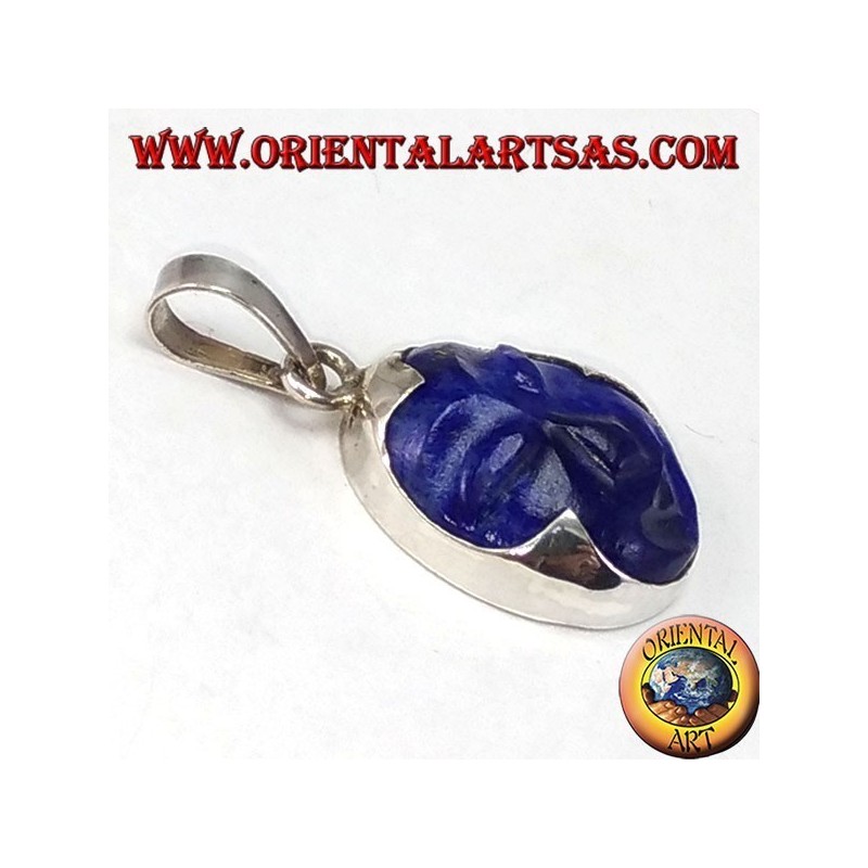 Pendentif argent avec lapis naturel camée