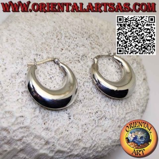 Boucles d'oreilles en argent, créoles croissant lisse 25 mm Ø (levier)