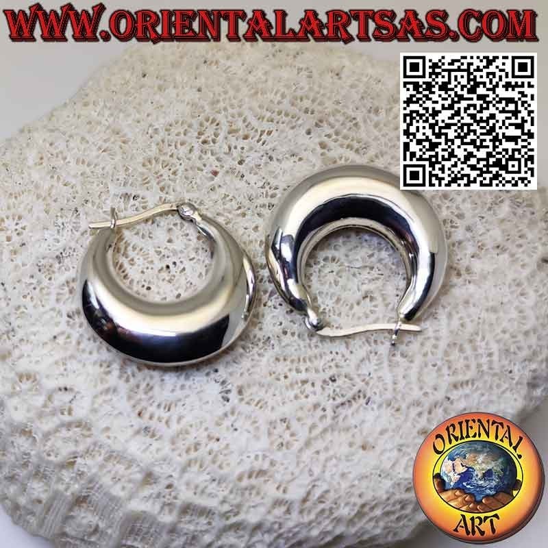 Ohrringe aus Silber, glatte Halbmondöse 25 mm Ø (Hebel)