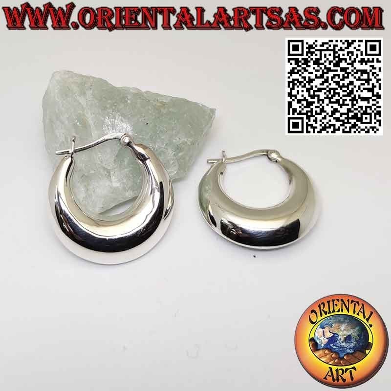 Boucles d'oreilles en argent, créoles croissant lisse 25 mm Ø (levier)