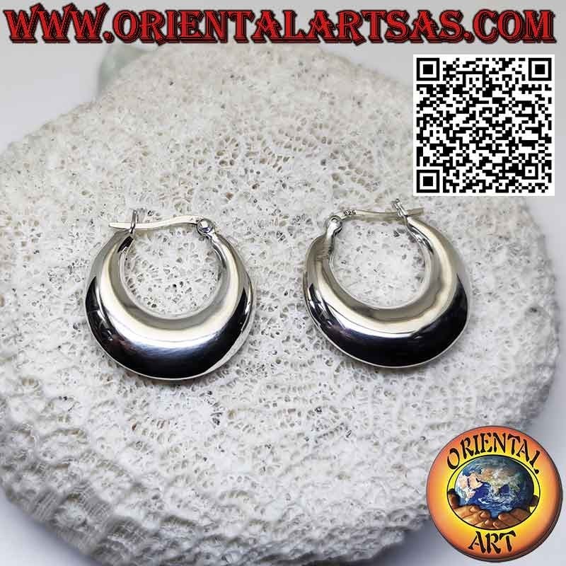 Ohrringe aus Silber, glatte Halbmondöse 25 mm Ø (Hebel)