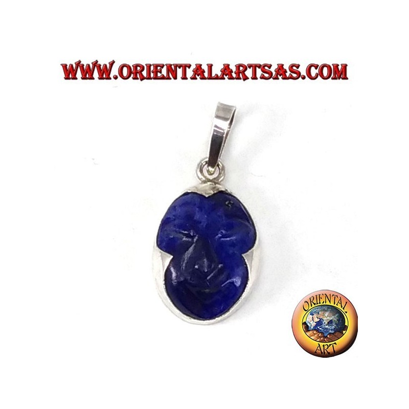 Silver pendant with cammeo in natural lapis lazuli