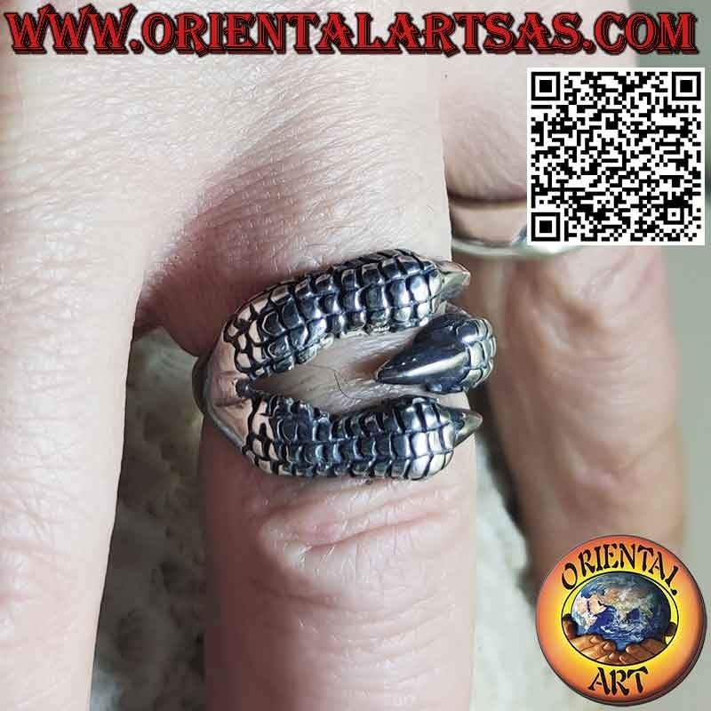 Anillo envolvente de plata en forma de garra de águila rapaz