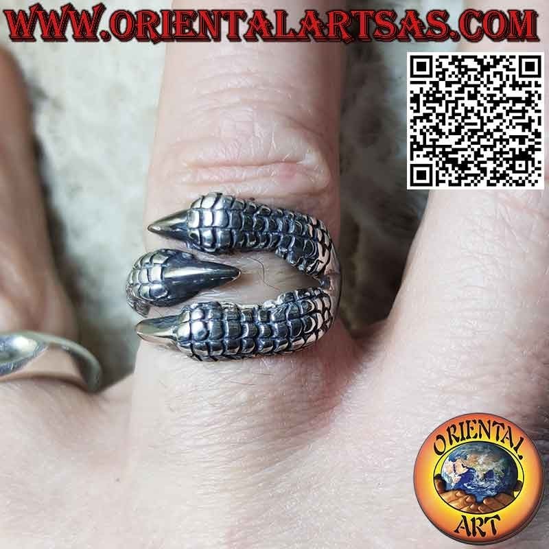 Anillo envolvente de plata en forma de garra de águila rapaz