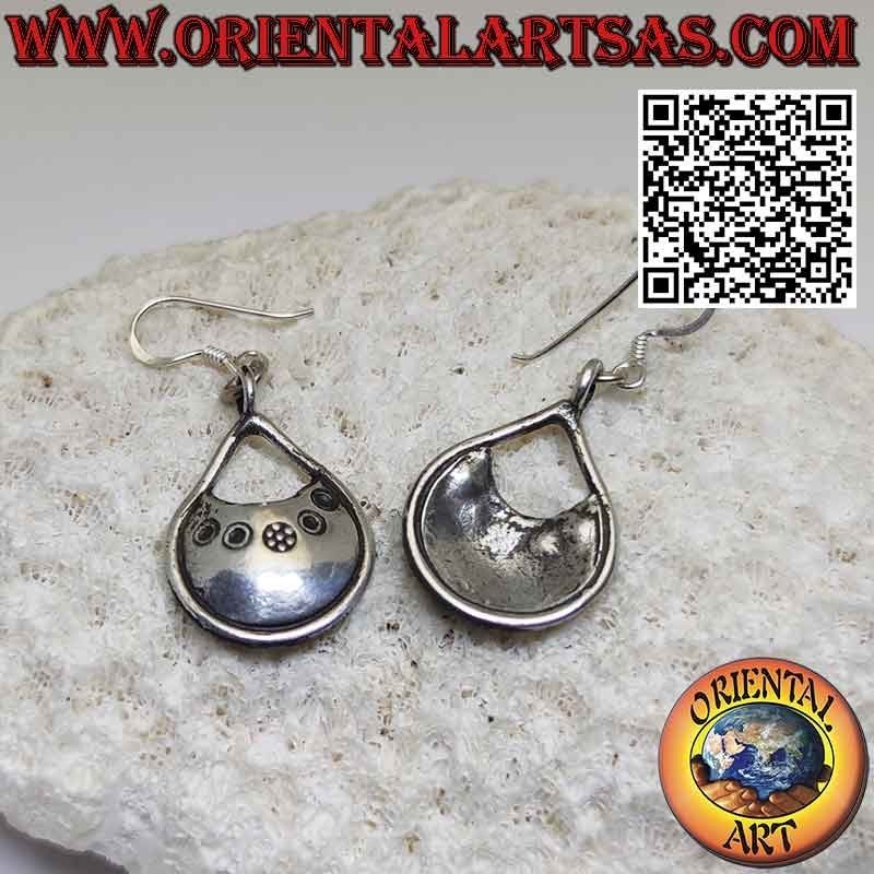Earrings in 925 ‰ silver Karen pendant handmade ethnic tribal