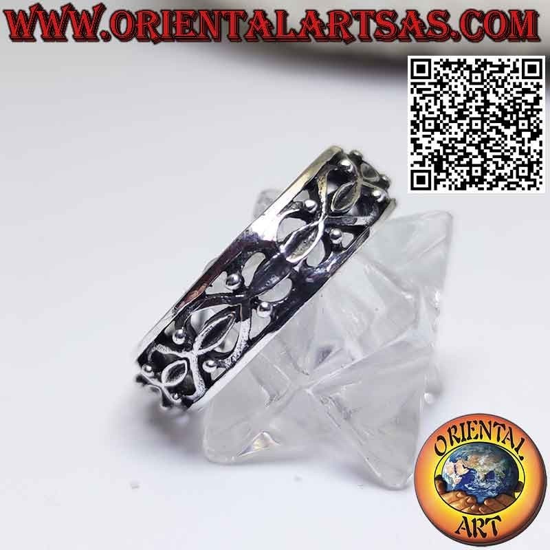 Bague en argent hypoallergénique perforée avec sphères qui se chevauchent