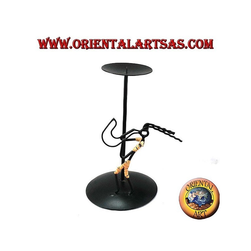 Iron-on candle holder iron saxophone player