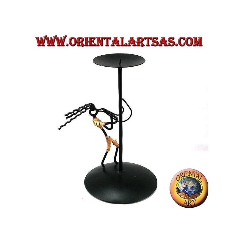 Iron-on candle holder iron saxophone player