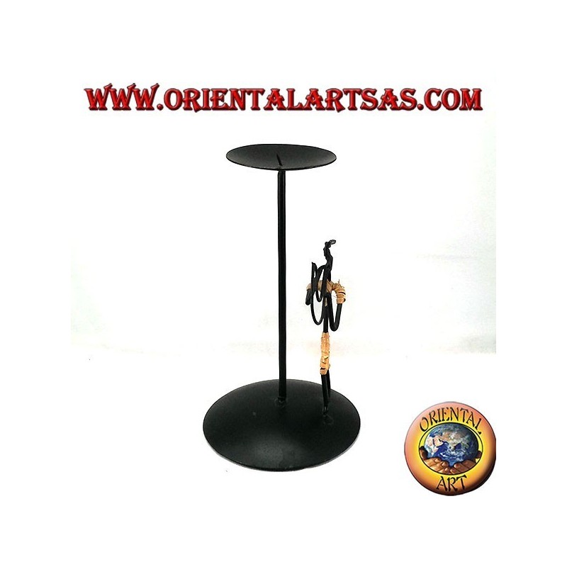 Iron-on candle holder iron saxophone player