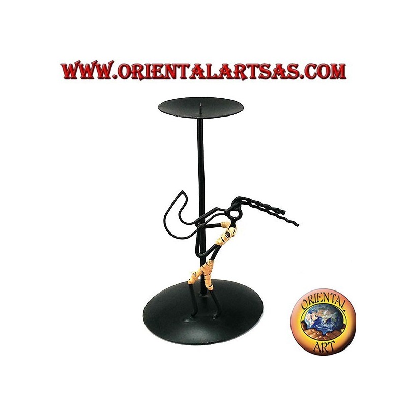 Iron-on candle holder iron saxophone player