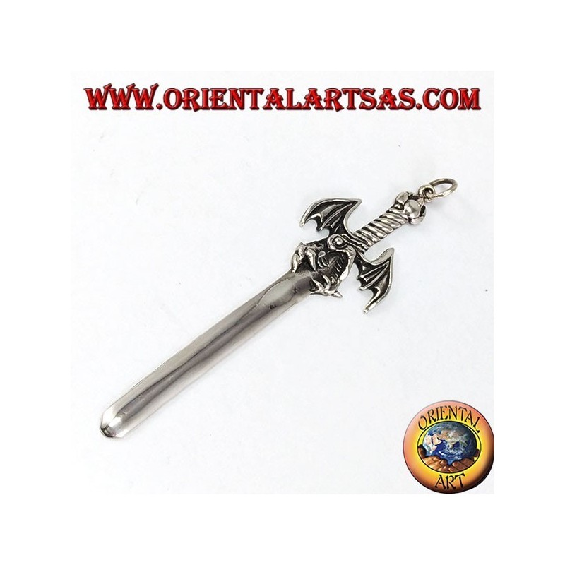Pendentif argent, épée dragon