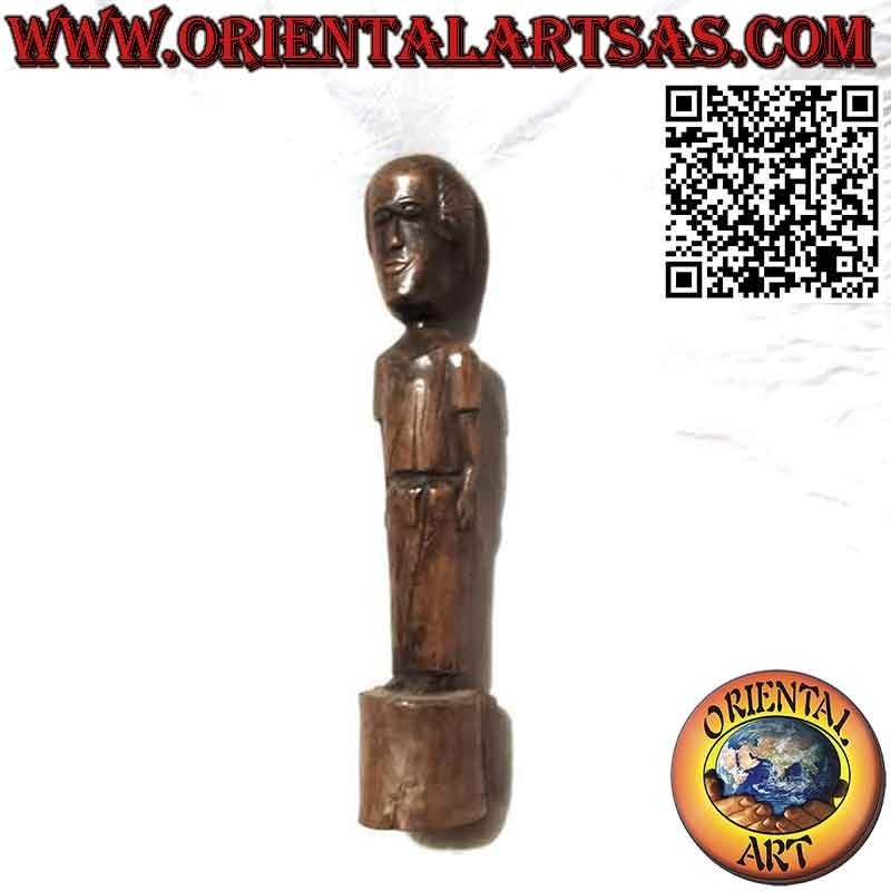 Sculpture en bois fin antique rare d'une dame de Bornéo malaisien