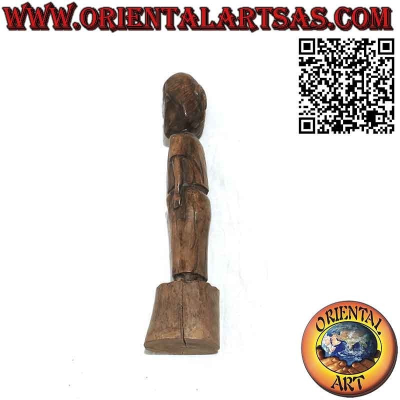 Sculpture en bois fin antique rare d'une dame de Bornéo malaisien