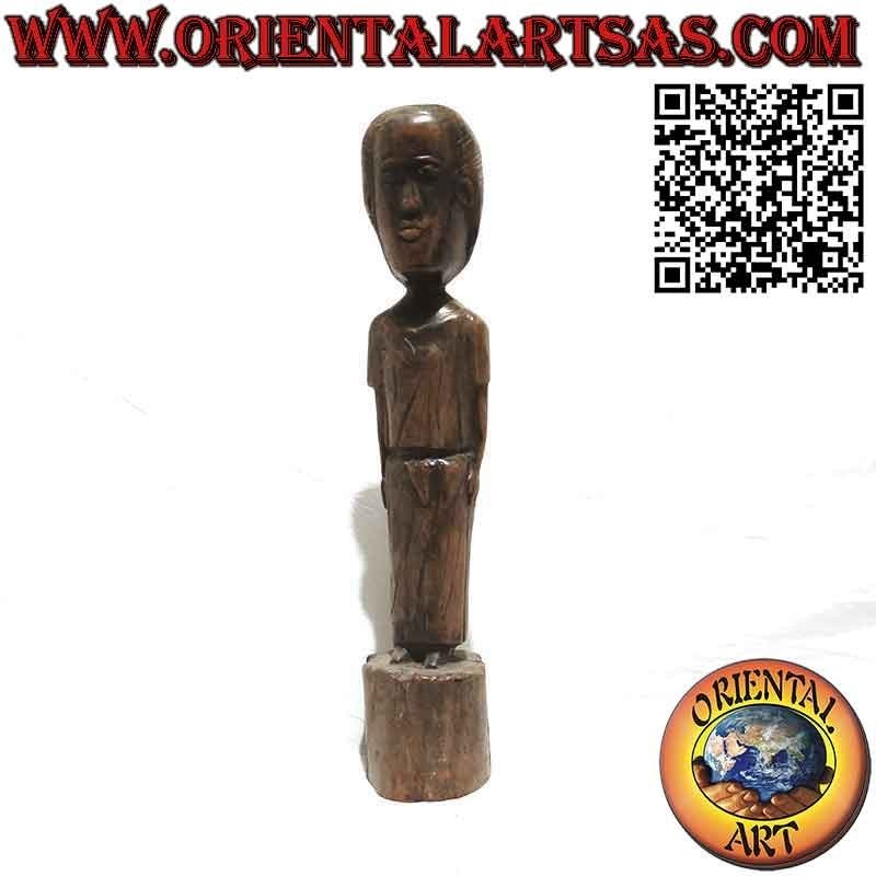 Talla de madera fina antigua rara de una dama de Borneo malasio