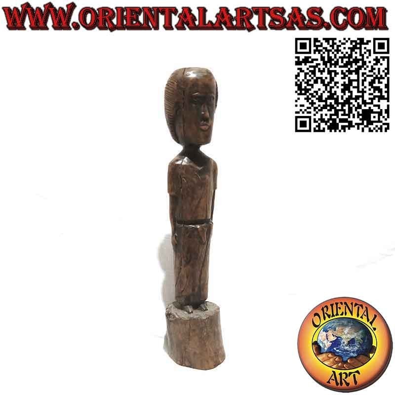 Rare antique fine wood carving of a lady from Malaysian Borneo