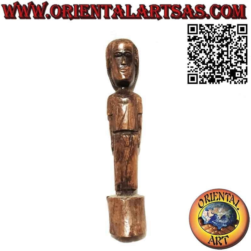 Talla de madera fina antigua rara de una dama de Borneo malasio