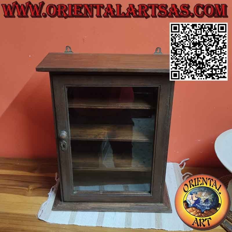 Wandvitrine aus massivem Teakholz handgefertigt, mittelgroß