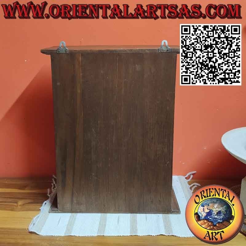 Vetrinetta a bacheca da muro il legno massello di teak fatta a mano media