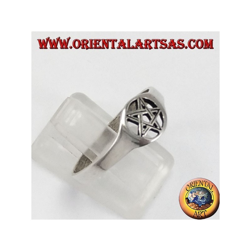 Bague en argent, pentagone perforé petite