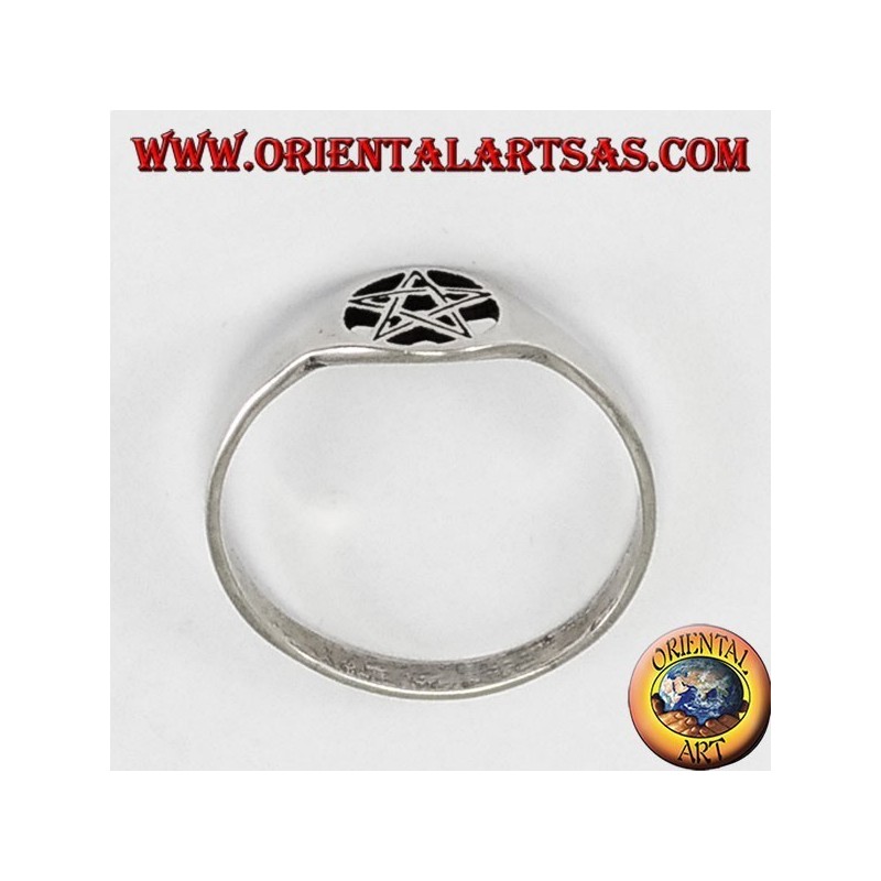 Bague en argent, pentagone perforé petite