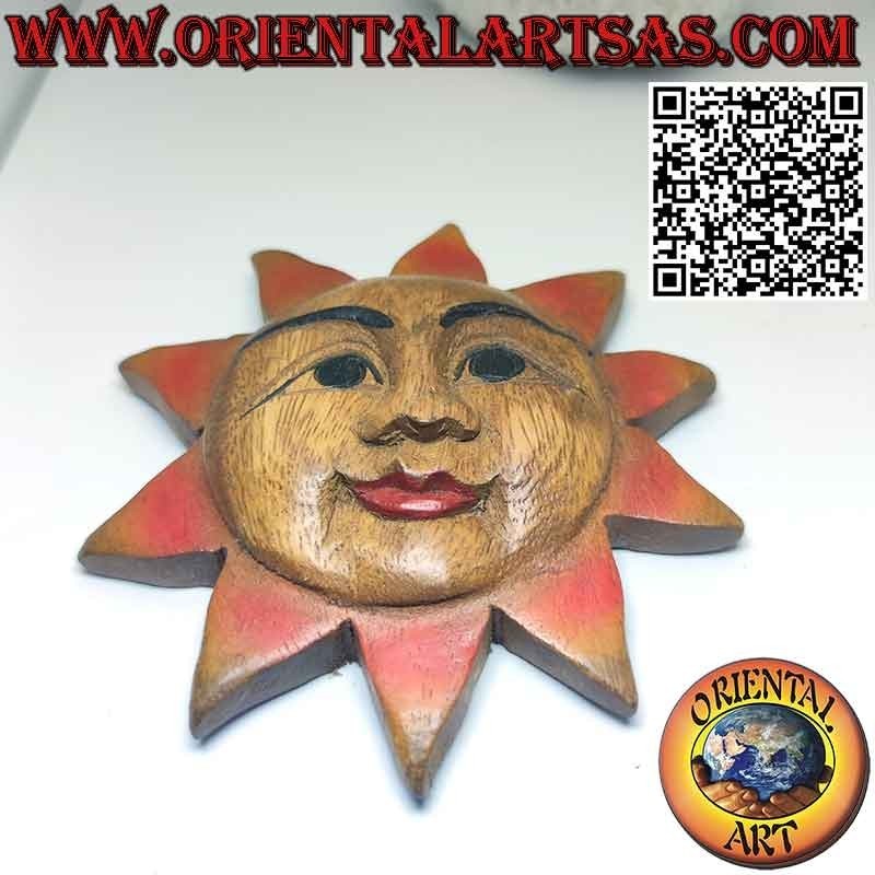 Sol de pared en madera maciza teñida con colores cálidos de Ø cm.13