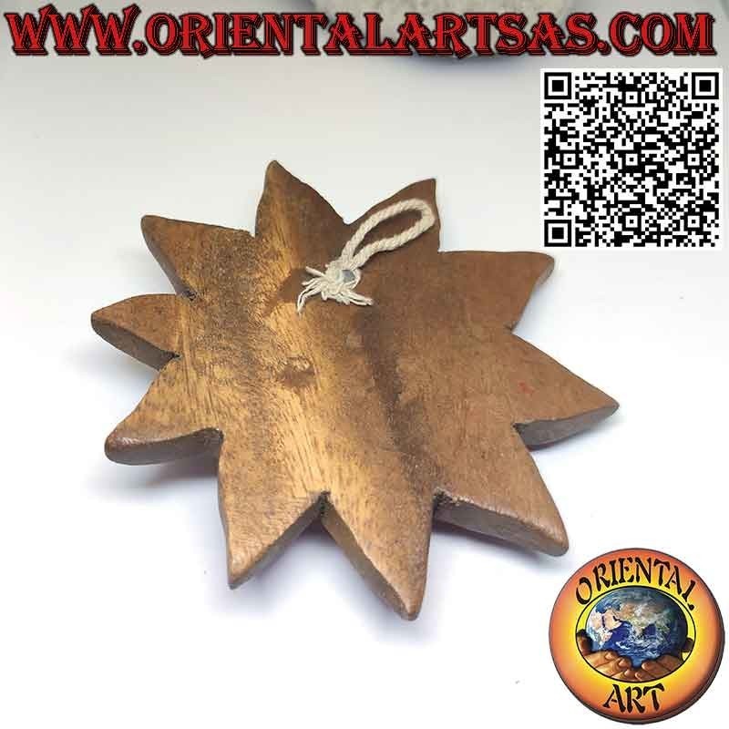 Wall sun in solid wood colored with warm colors of Ø cm.13