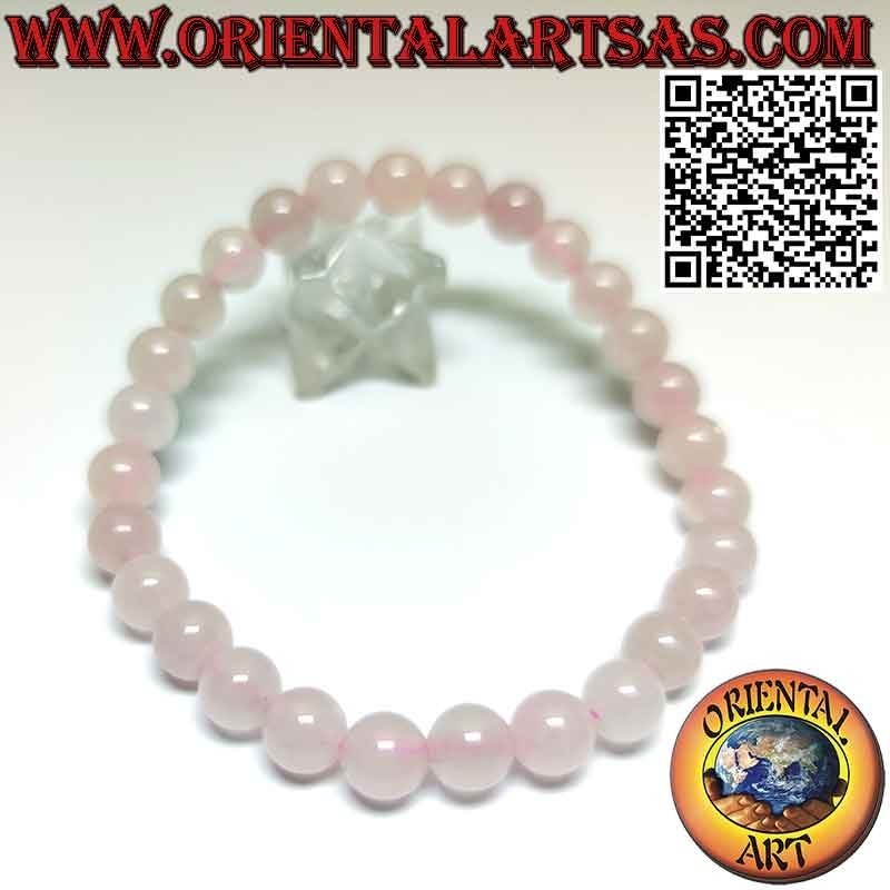 Bracciale di sfere di quarzo rosa naturale da 7 mm (elastico)