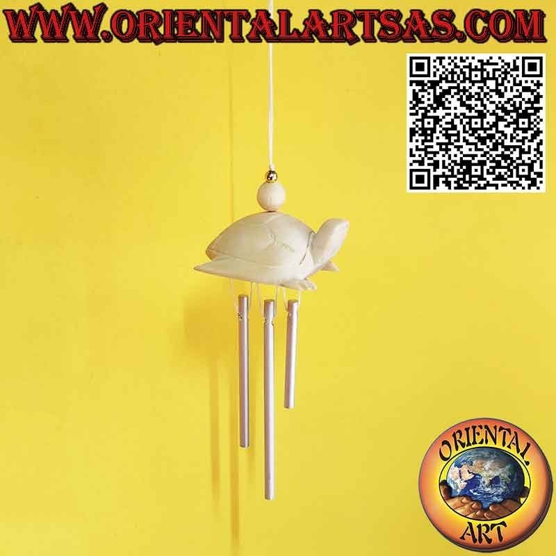 Wooden turtle wind chimes with 3 reeds, sweet and soothing sound