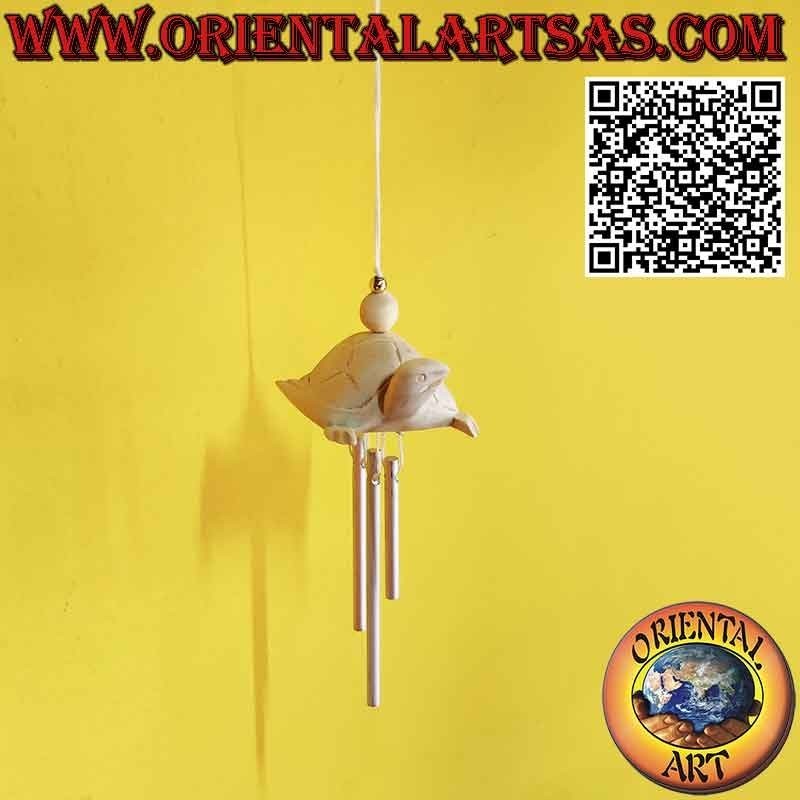 Carillones de viento de tortuga de madera con 3 lengüetas, sonido dulce y relajante