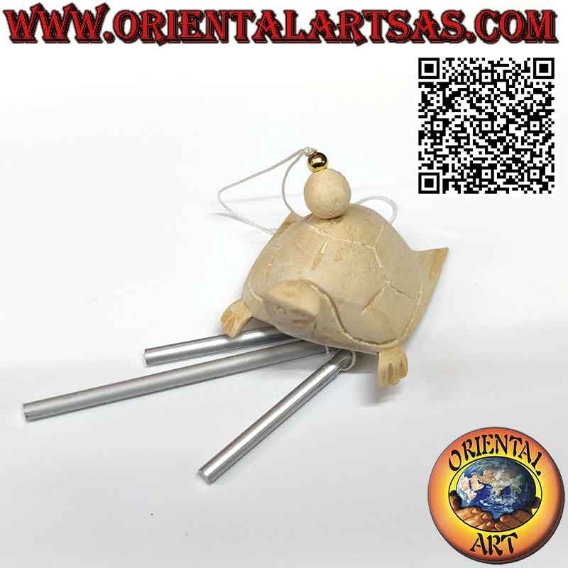Carillon éolien tortue en bois avec 3 anches, son doux et apaisant