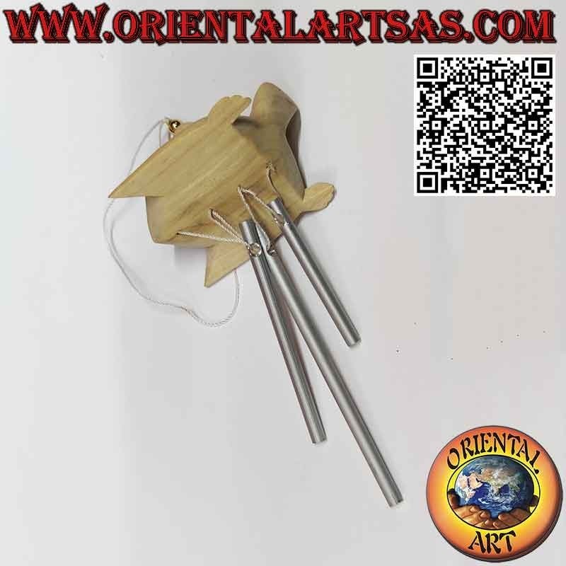 Wooden turtle wind chimes with 3 reeds, sweet and soothing sound