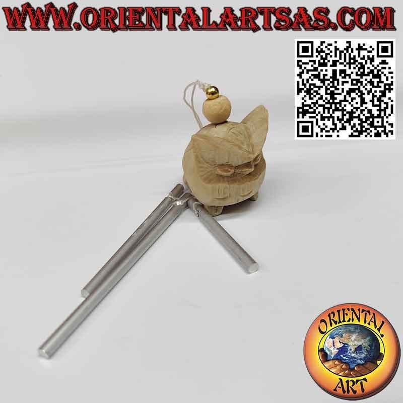 Carillones de madera de búho con 3 lengüetas, sonido dulce y relajante