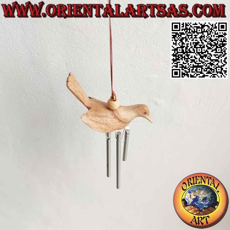 Carillones de viento de pájaro golondrina en madera con 3 cañas, sonido dulce y relajante