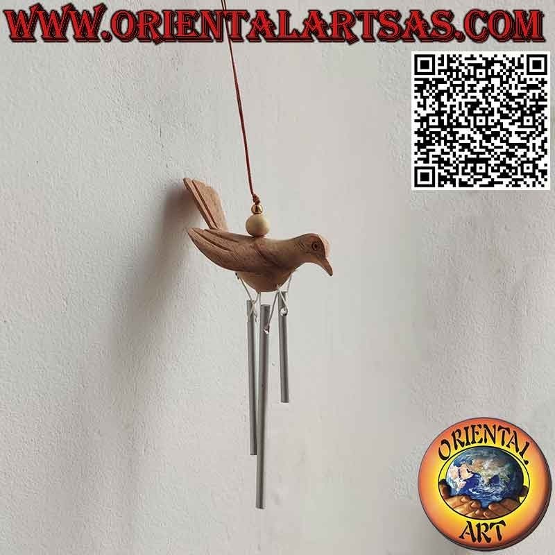 Swallow bird wind chimes in wood with 3 reeds, sweet and relaxing sound