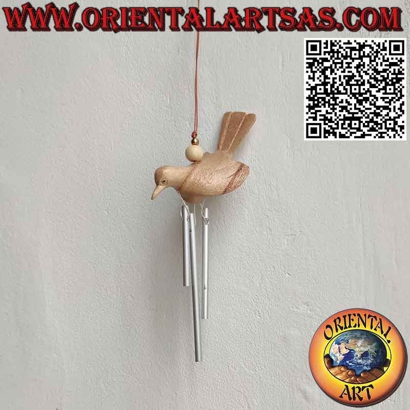 Swallow bird wind chimes in wood with 3 reeds, sweet and relaxing sound
