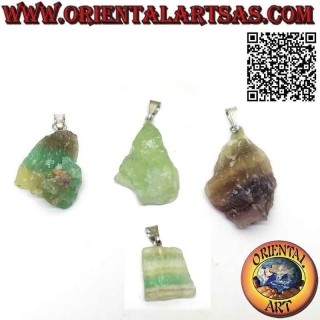 Raw natural fluorite pendant with hypoallergenic metal nail hook