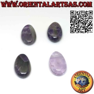 Colgante de amatista natural tallada en roca perforada con cordón