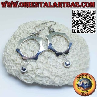 Boucles d'oreilles en argent étoile solaire à 6 branches avec grelot boule