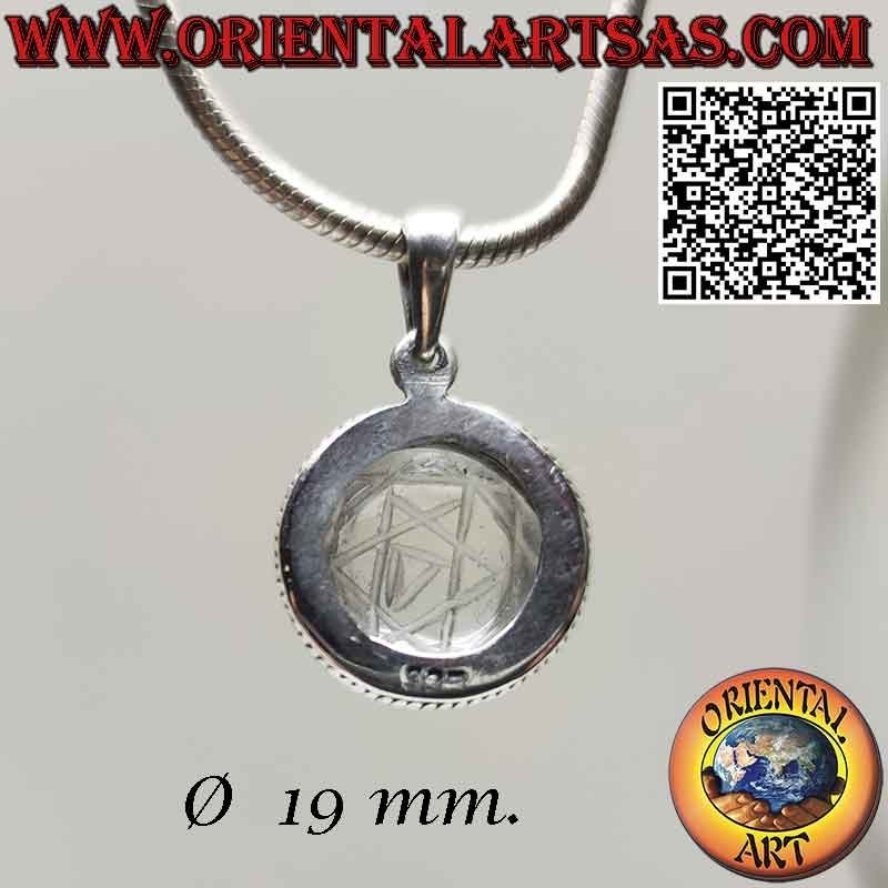 Silver pendant with Sri Yantra engraved on its 19 mm.Ø rock crystal