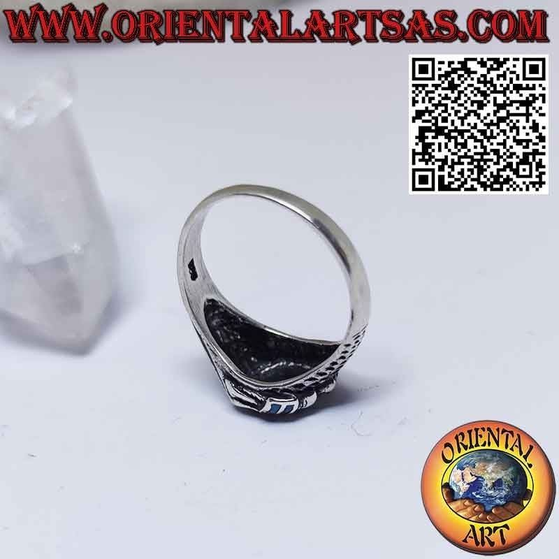 Anillo de plata con cabeza de indio nativo americano y turquesa