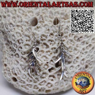 Long and bright 925 ‰ silver earrings in the shape of a bunch of bananas