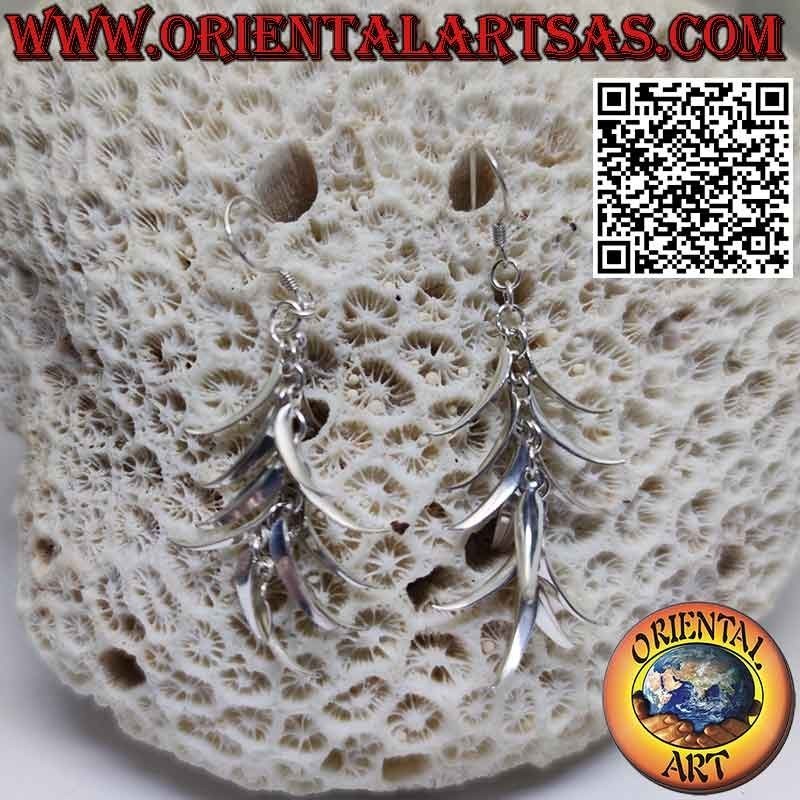 Boucles d'oreilles longues et lumineuses en argent 925 ‰ en forme de régime de bananes