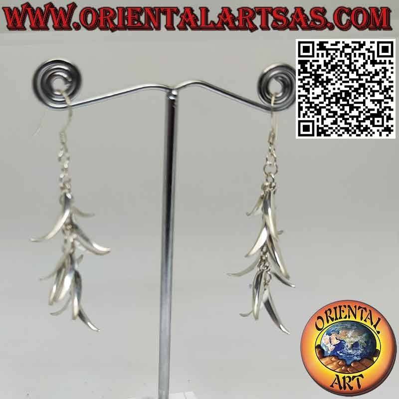 Boucles d'oreilles longues et lumineuses en argent 925 ‰ en forme de régime de bananes