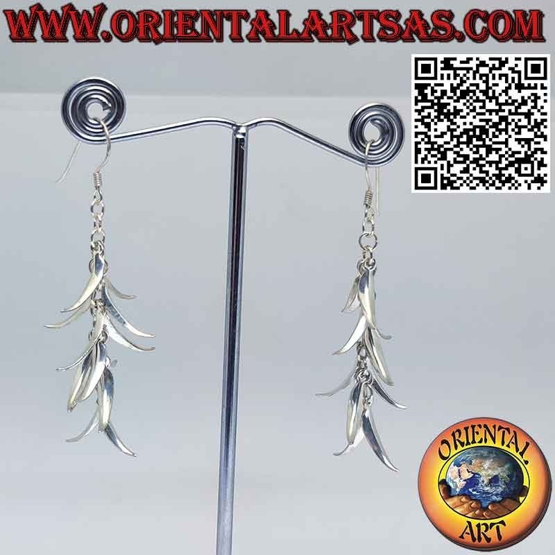 Pendientes largos y brillantes de plata 925 ‰ en forma de racimo de plátanos