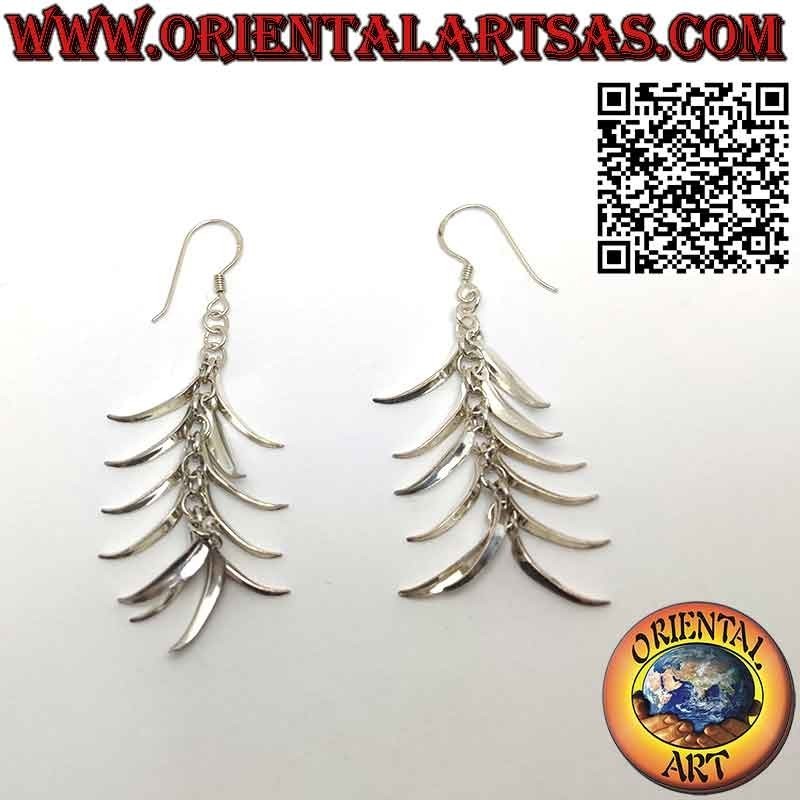 Long and bright 925 ‰ silver earrings in the shape of a bunch of bananas