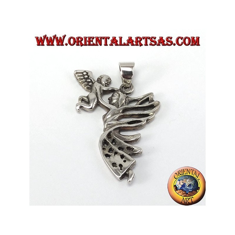 Silver pendant, Fairy with angel