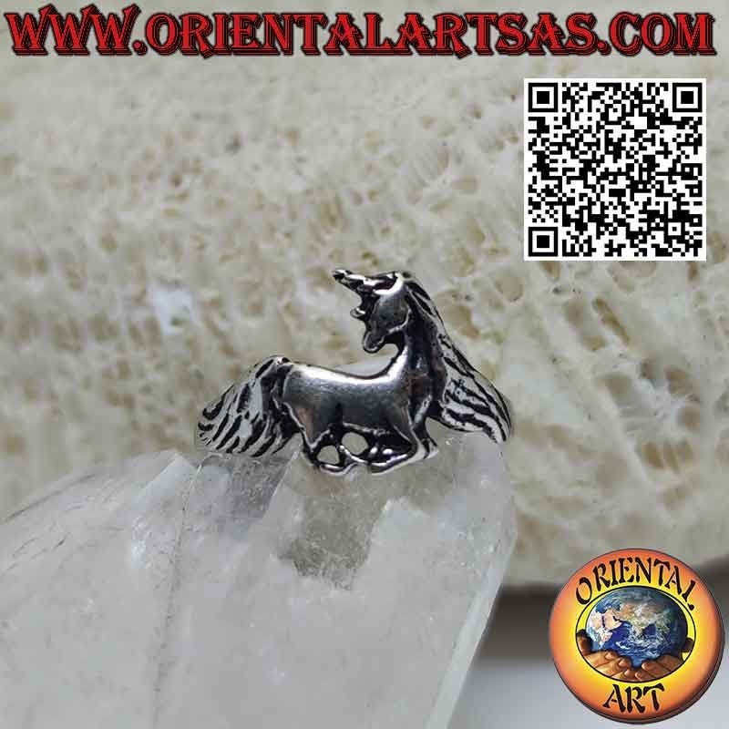 925 ‰ Silver ring with unicorn Symbol of wisdom and purity