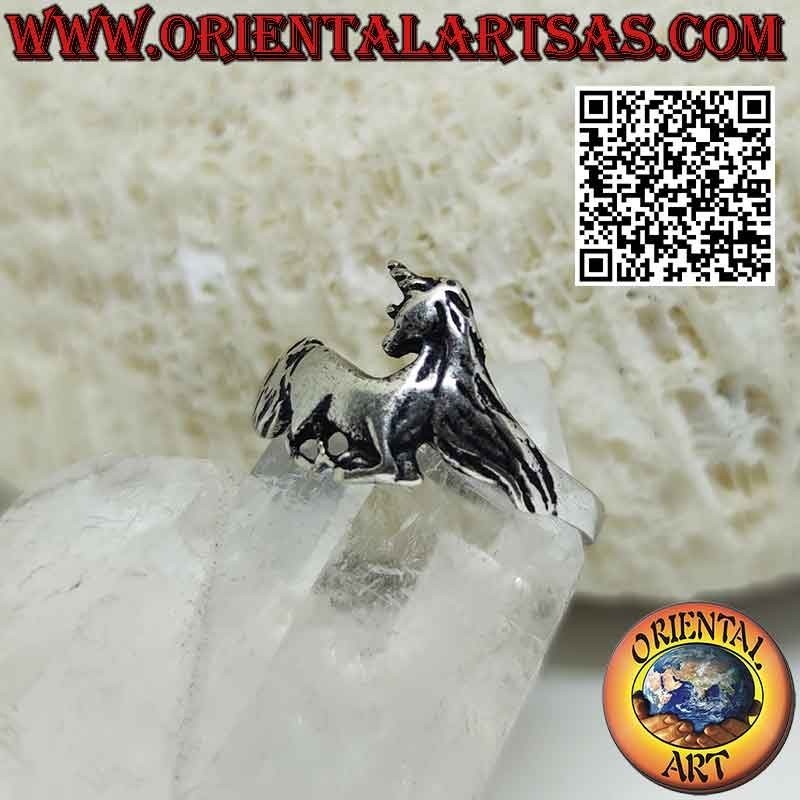 925 ‰ Silver ring with unicorn Symbol of wisdom and purity