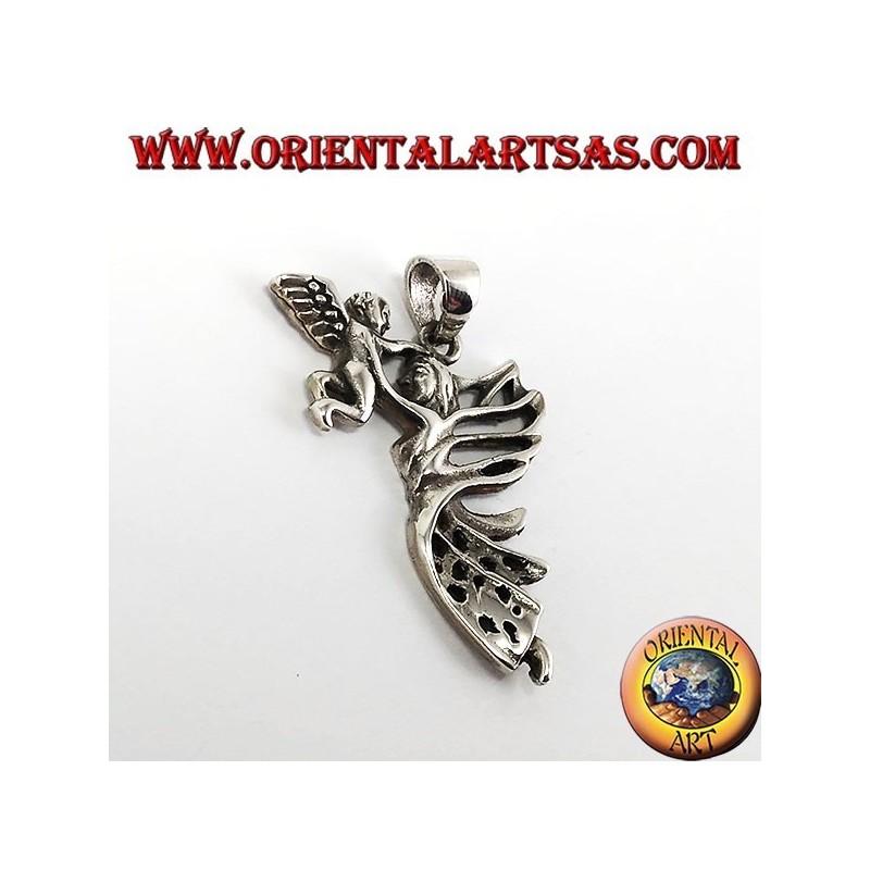 Silver pendant, Fairy with angel